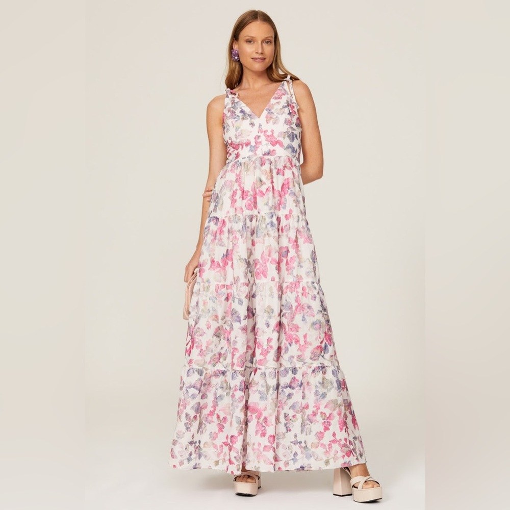 Dress The Population Pearl Floral Cotton Embroidered Maxi Dress